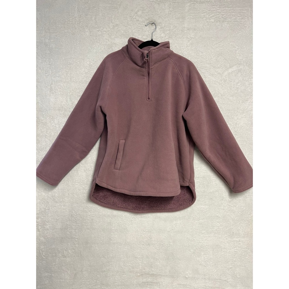 Jachs Girlfriend Mauve Fleece Quarter Zip Pullover Sherpa Lined XL Pocket